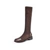 Krazing Pot Microfiber Autumn Winter Shoes Low Heels Size 43 Long Boots Half Boots Zip Stretch Thigh High Boots