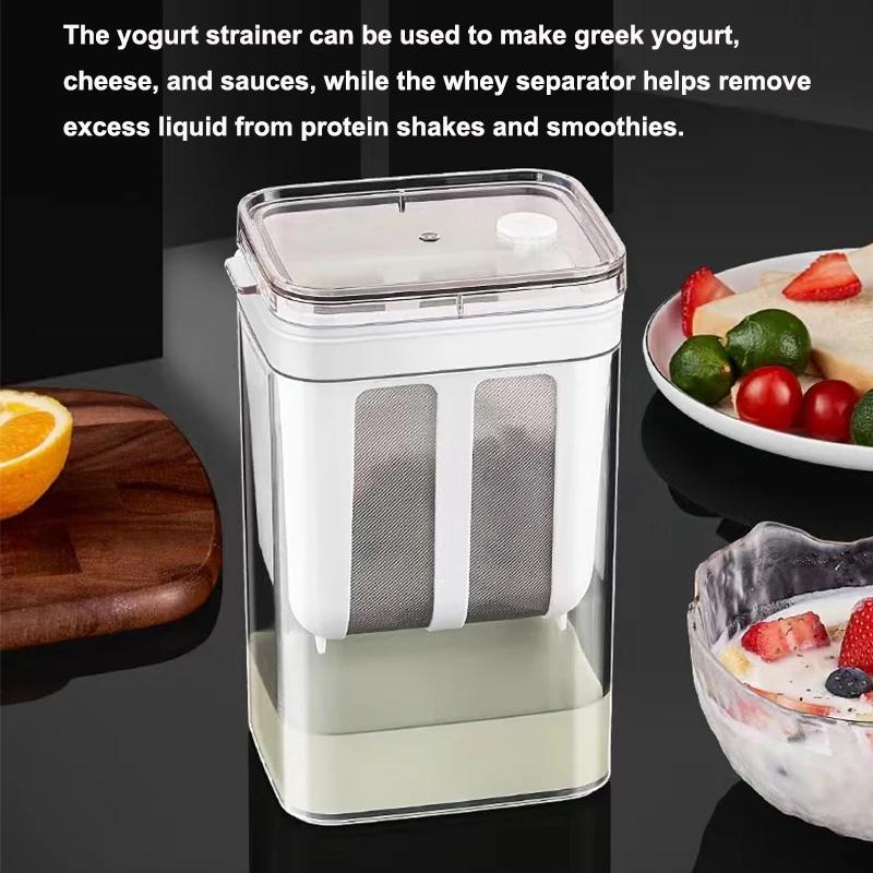 Greek Yogurt Strainer 1300Ml/2000Ml Multi Yogurt Filter With Fine Mesh Bag & Lid For Thick Greek Yogurt Soybean Milk Soup Fruit