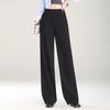 Spring 2025 Women's Elastic High-Waist Straight-Leg Pants - Fashionable, Versatile, Wide-Leg Design