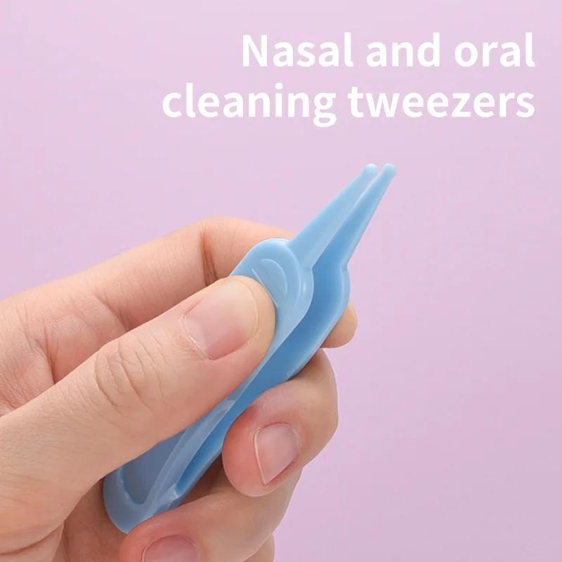 3Pcs Silicone Baby Nose Cleaner with Tweezer & Brush Set Anti-backwash Child Nasal Aspirator Ear Nose Clean Tweezer Clean Brush