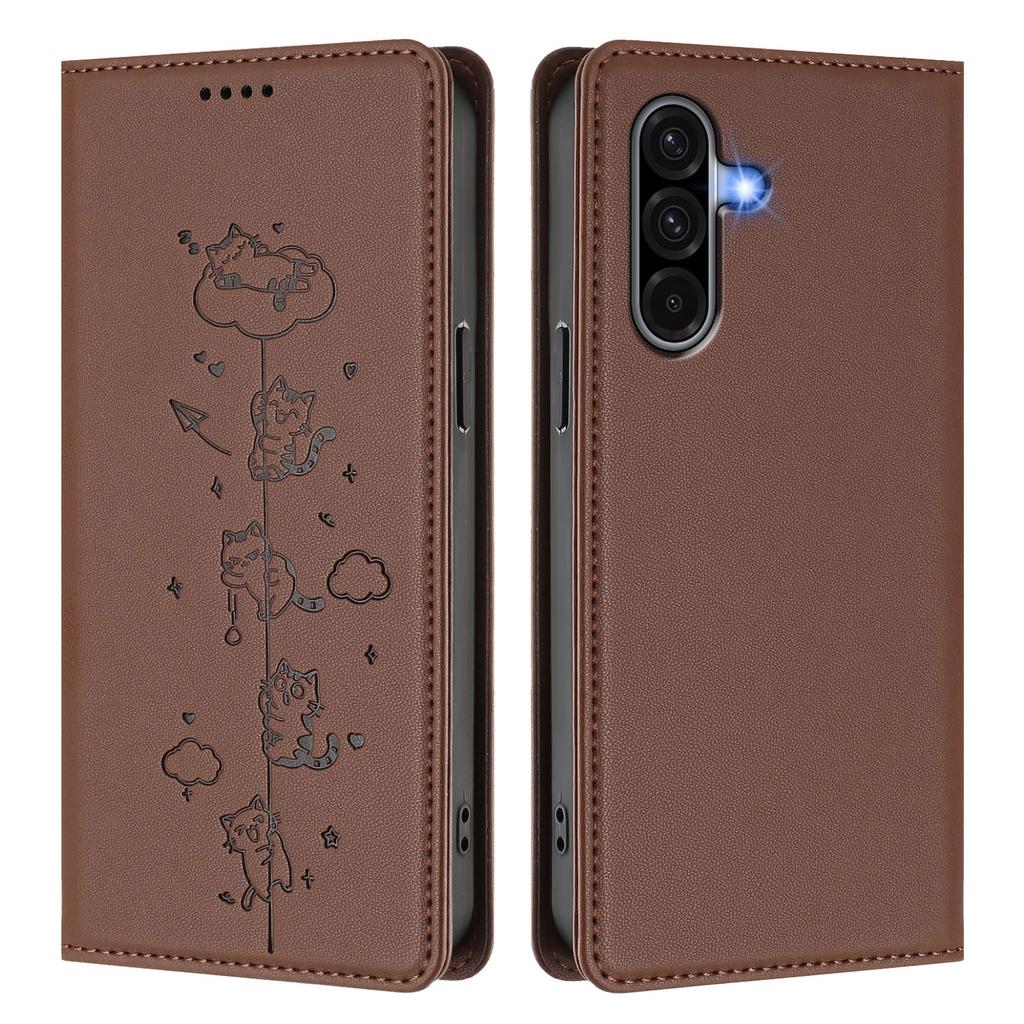 For Samsung Galaxy A56 5G / A36 5G Case RFID Blocking Wallet Stand Imprinted Cat Pattern Leather Phone Cover
