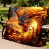 1pc Fire Dragon Art Print Throw Blanket Polyester Fiber, Lightweight Flannel, Soft & Warm, All Season Use for Outdoor, Camping Digital Print