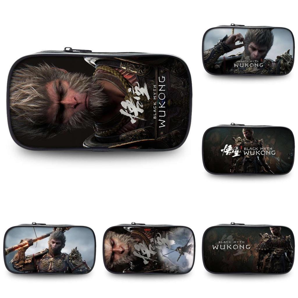 Spacious Black Myth Wu Kong Pencil Case Stylish Polyester Design For Students