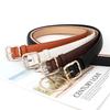 Simple Solid Color Women Belt With Twists Square Button Fashionable Versatile