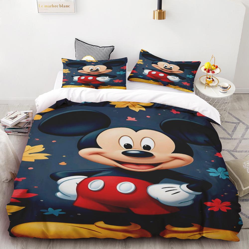 Mickey Cute Printed Cartoon Quilt Duvet Cover Set Bedding Twin 3-Piece 1 Children'S Queen/King Bed Warm Gifts Queen/King