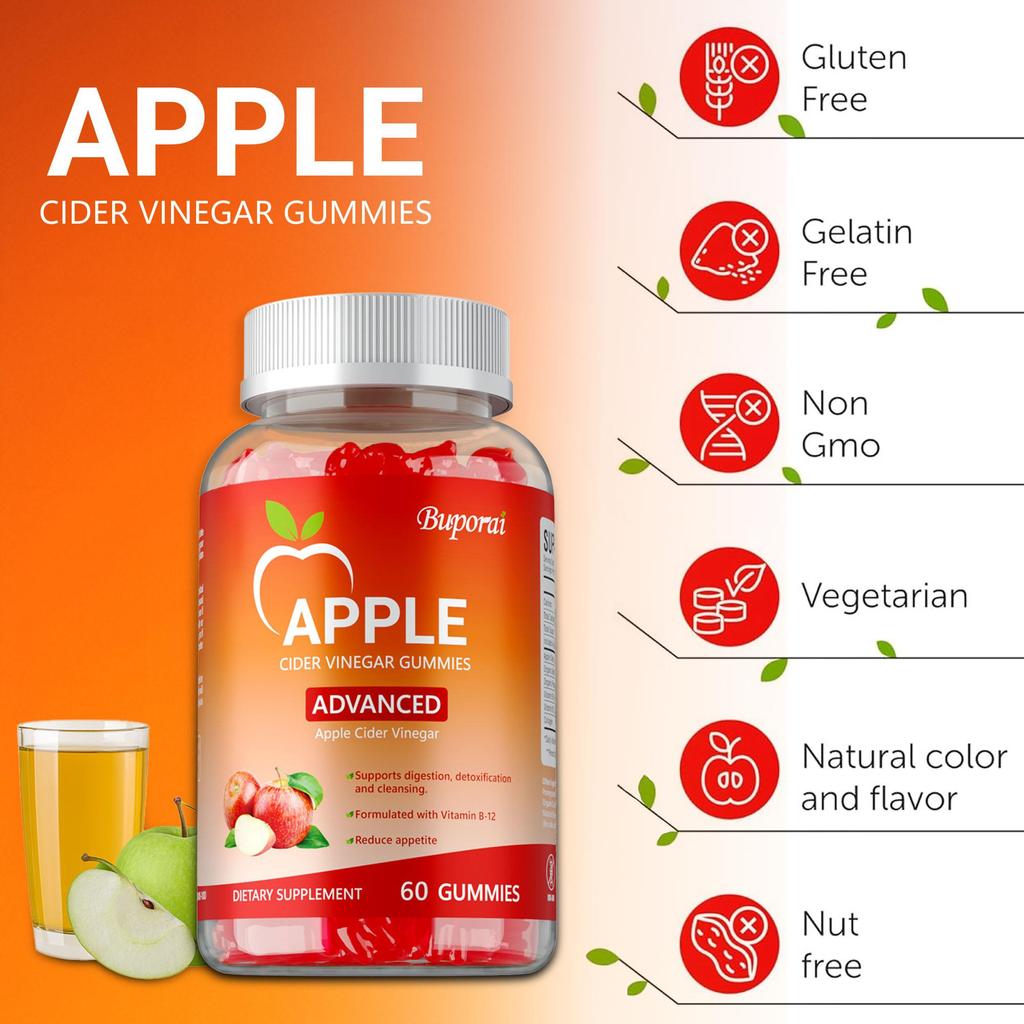 Apfelessig-Gummibärchen, rein natürlich, fördern die Verdauung und reinigen den Darm.