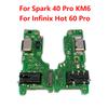 For Tecno Spark 40 Pro KM6 Hot 60 Pro X6885 USB Charging Board Dock Port Microphone Module Flex Cable