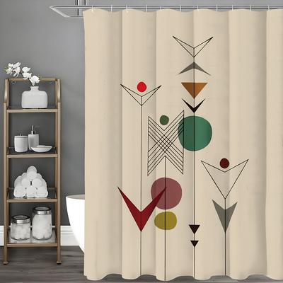 Abstract Geometric Minimalist Shower Curtain, Bathroom Decorative Shower Curtain, Waterproof Shower Curtain with Hooks