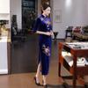 A long autumn and winter velvet cheongsam improved daily banquet large size performance clothes women's clothing Chinese style
