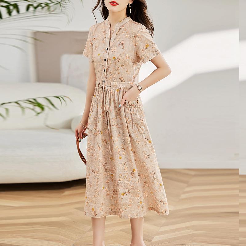 Floral Cotton & Linen Dress - 2025 New Summer Collection for Sophisticated Women
