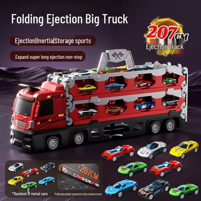 Transforming Toy Truck with Storage and Track, Ejects Small Alloy Cars - Ideal Gift for Kids