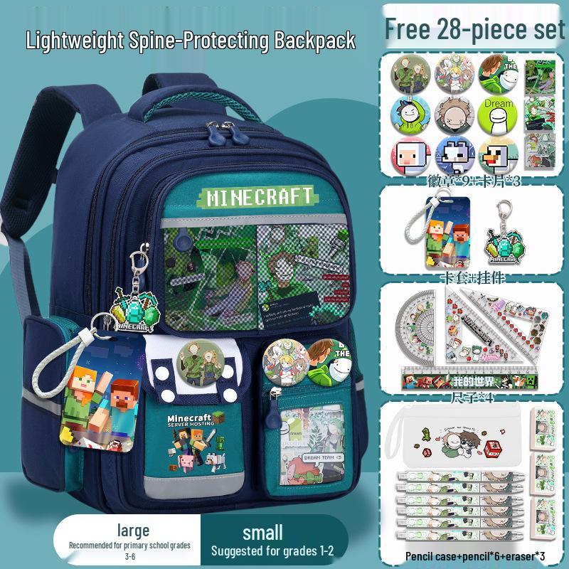 Minecraft School Backpack for Boys, Grades 3-6: Large Capacity, Lightweight, Reduces Burden