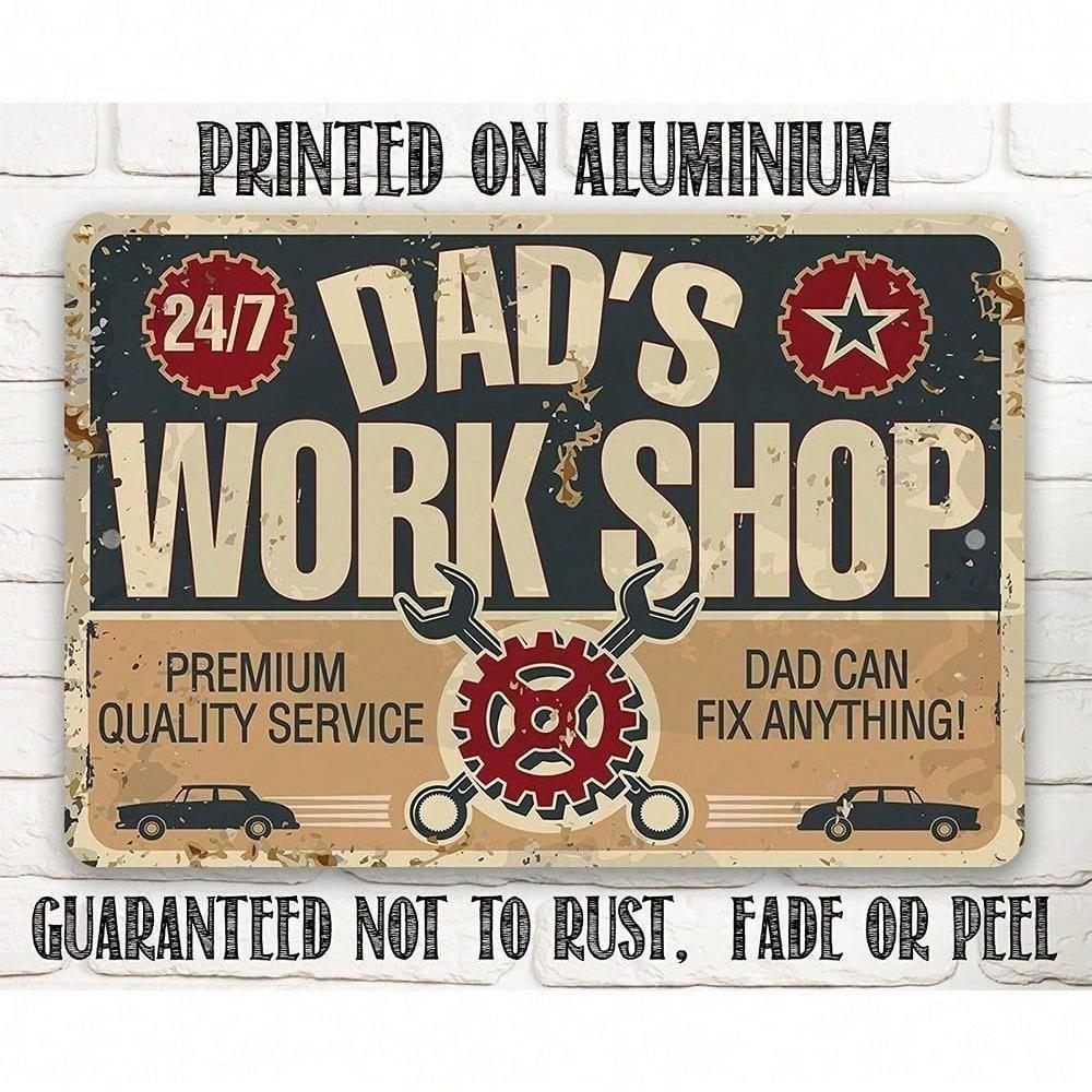 Personalized Metal Wall Art Dad Workshop Sign Father's Day Christmas Gift