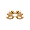 24k Gold-Plated Sterling Silver Little Horse Stud Earrings with Zircon – Retro, Luxurious, High-End Ear Jewelry for Women.