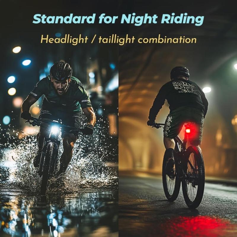 Night Riding Bike Light Set Lighting Systems With Quick Releases Clip And High Visibilities For City Or Trail Cycling