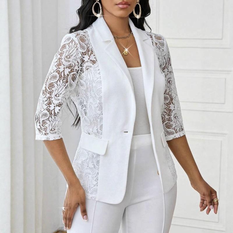 Neue Sexy Spitze Durchbrochene Dreiviertelarm Freizeitjacke für Damen