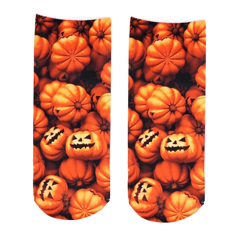 Halloween Cartoon Pumpkin Witch for Cat 3D Printed Short Ankle Socks Gift for Wo