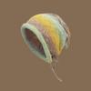Autumn And Winter Women'S Wool Colored Knitted Yarn Hat, Fashionable Gradient Color Drawstring Pile Hat, Face Enhancing Small Pullover Hat