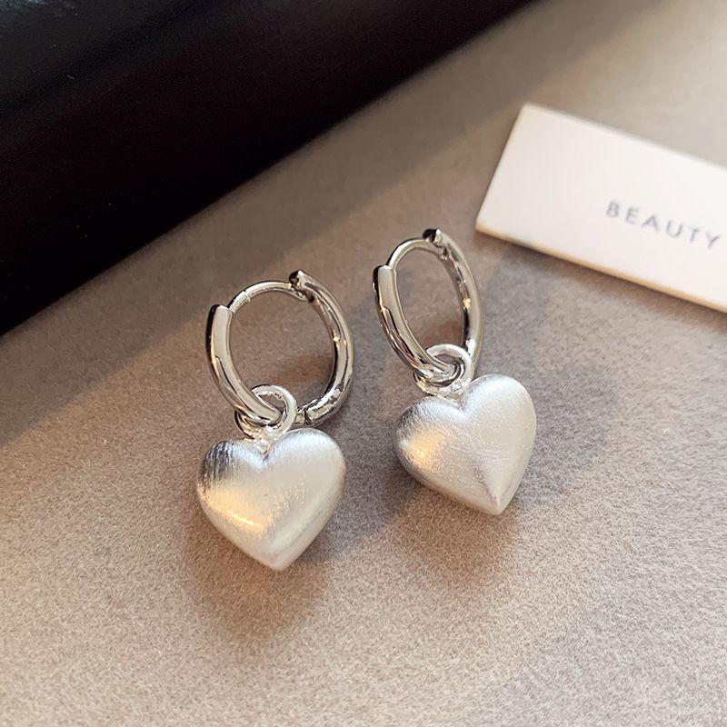 

Accessible Luxury Women s Best Selling Fancy Niche Style Autumn and Winter Earrings Silver brushed Heart earrings