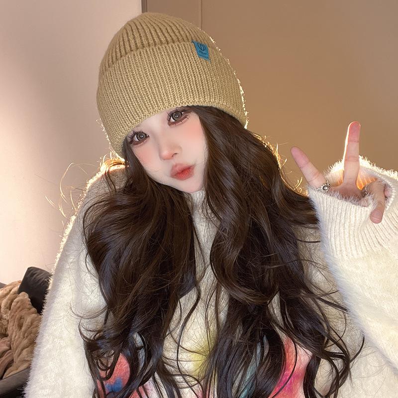 New Knitted Hat for Women In Autumn and Winter Korean Style Versatile Warm Wool Hat Cute Face Protecting Cold Hat