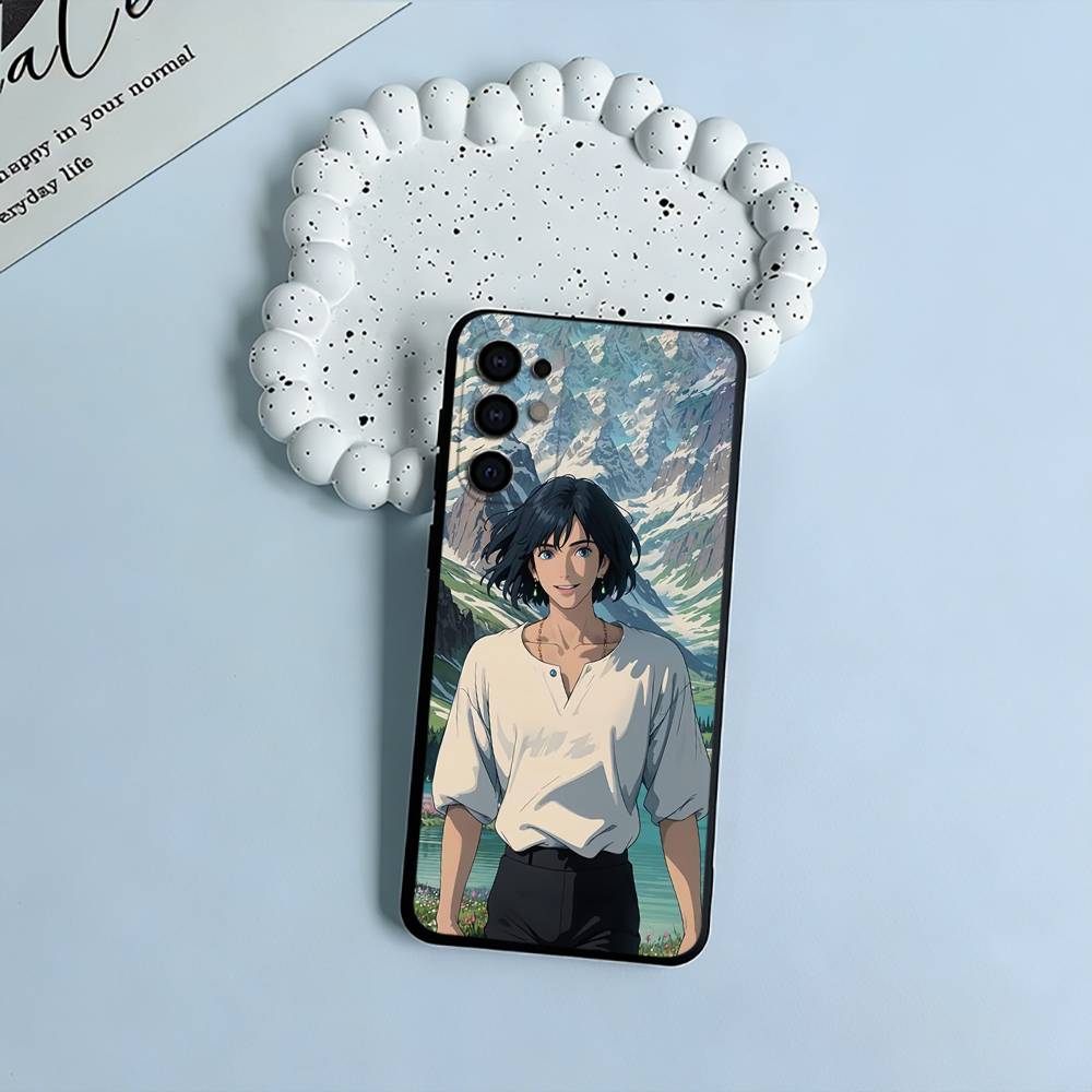 H-M-C-Howl's -Moving- Castle Black Soft Silicone Phone Case for Samsung S25, S24, S21, S22, S23, S30, Ultra, S20, Plus, FE, Lite