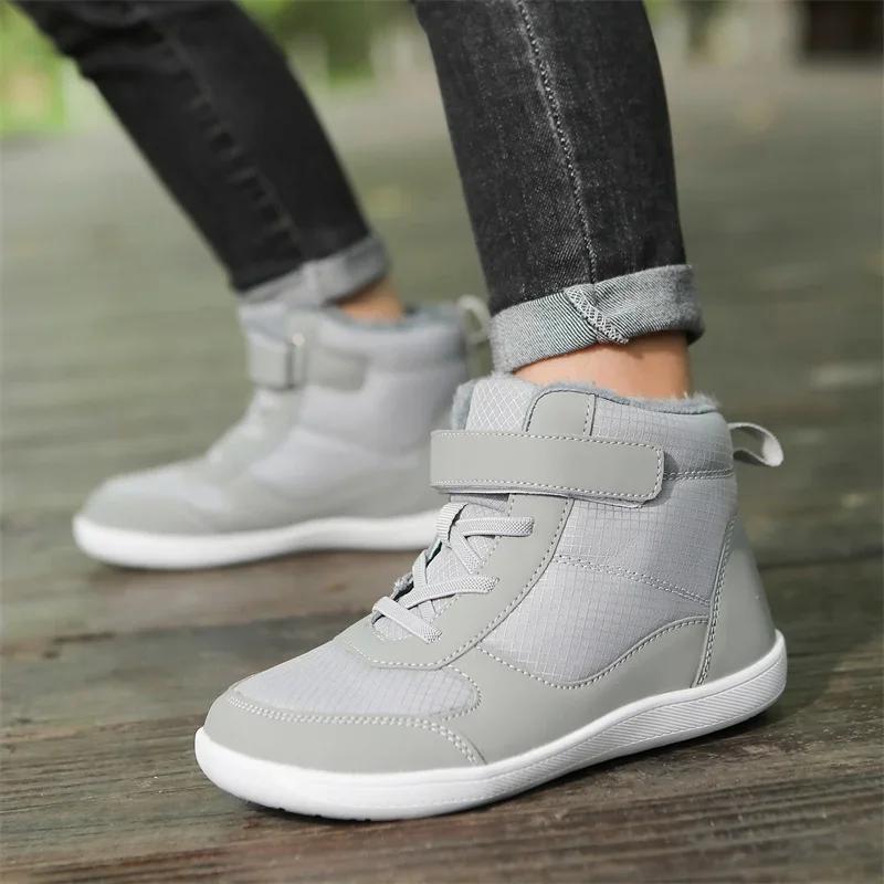 Children's Winter Snow Boots for Boys and Girls, Wide Toe Barefoot Snow Boots, Children's High-top Cotton Shoes, Sneakers