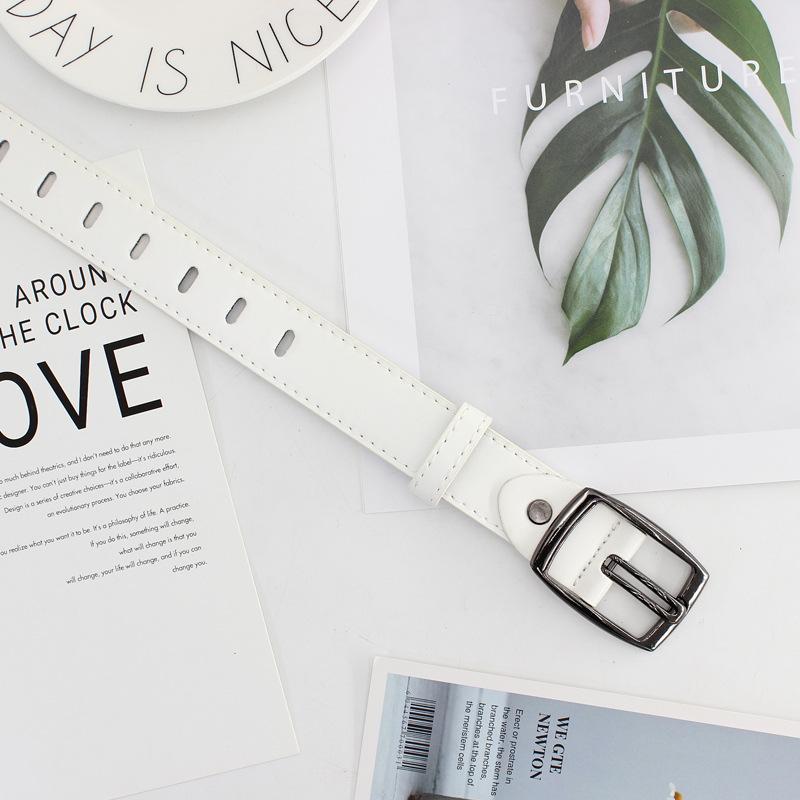 

Пористый полый ремень, женский стиль, ретро-японская пряжка, ремень без пробивки, ремень белый