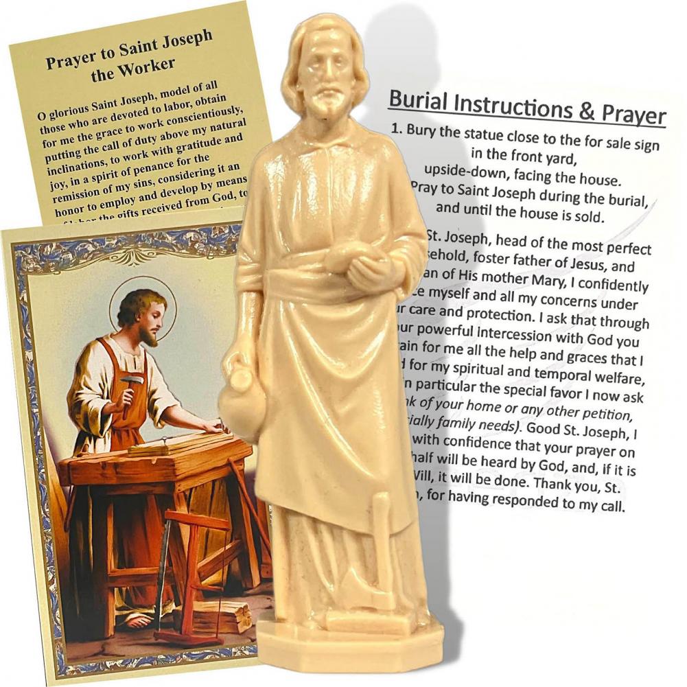 Saint Joseph Statue,Resin ,6cm Tall Saint Joseph Figurine Carpenter,Joseph Sculpture Good Luck Gift,Home Decor