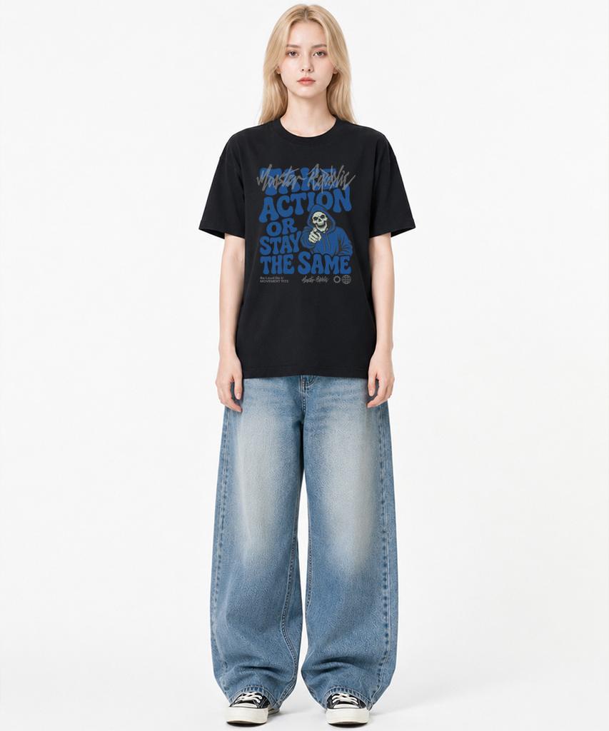 MONSTER REPUBLIC Take Action Blue T-Shirt Black_9172