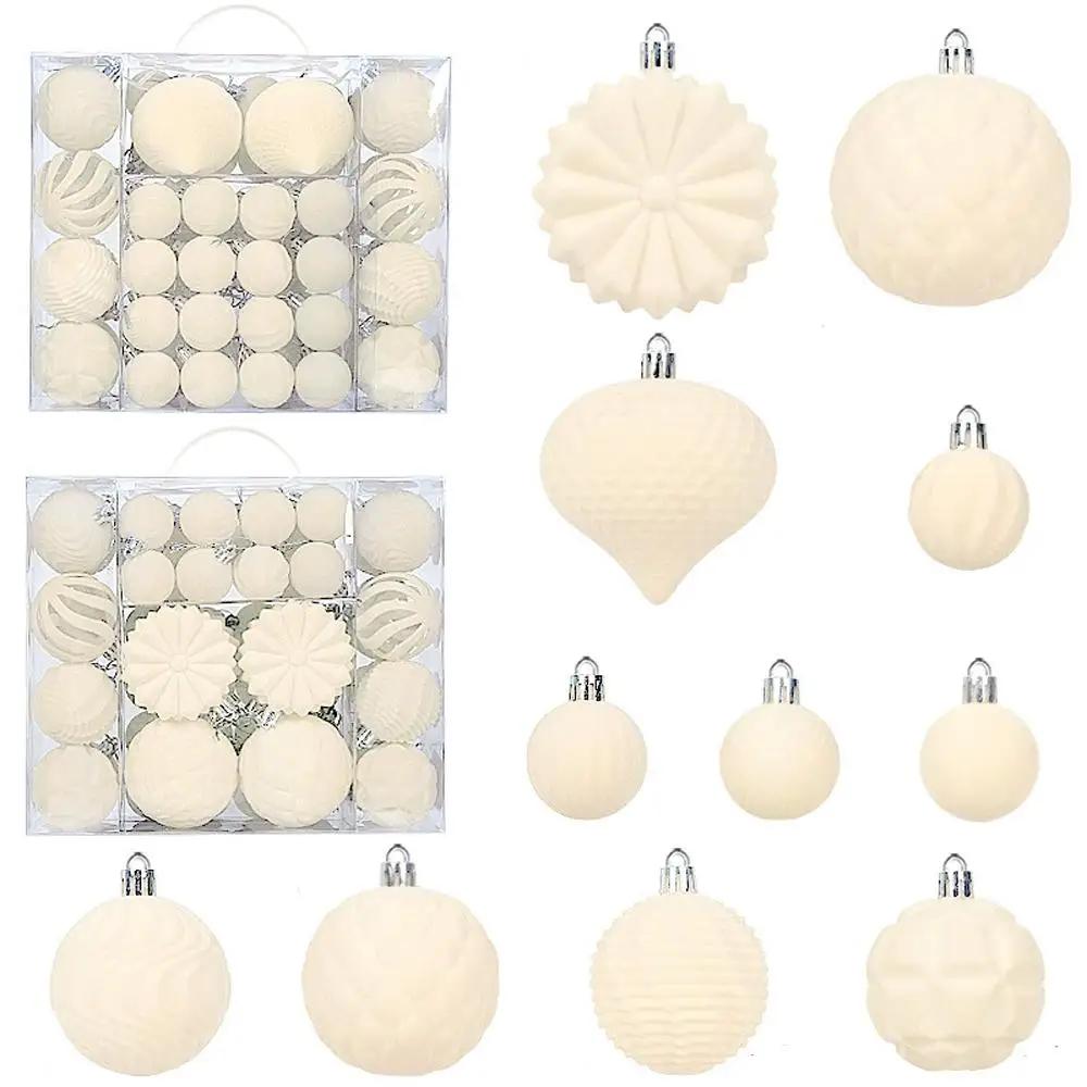 48pcs/set Velvet Christmas Ball Ornaments Christmas Decoration Box Set Products Set Ball Pendant Ball 4/6/8cm Christmas Hom Y8M5