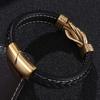 Men's Multi-layer Leather and Gold Stainless Steel Punk Bracelet