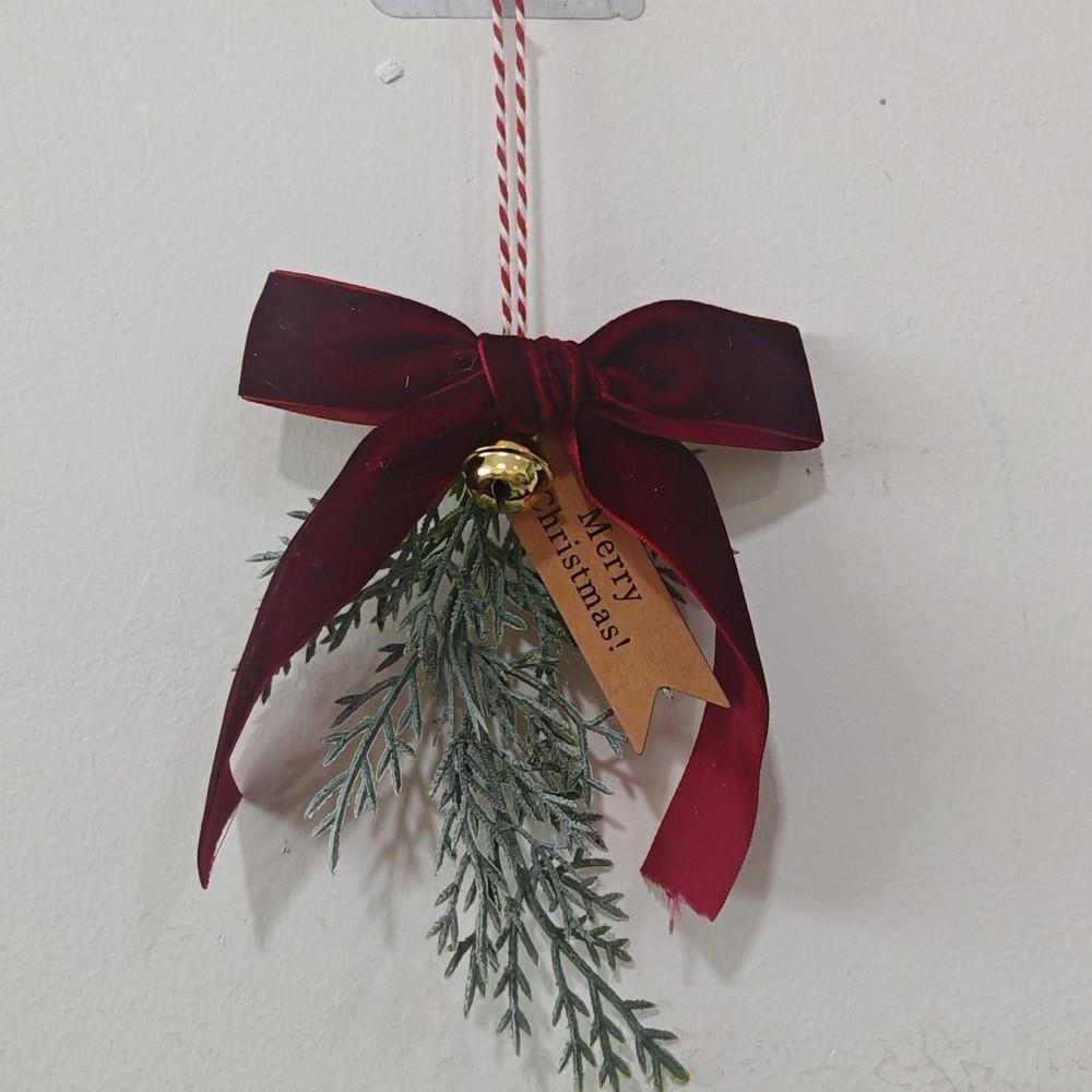 Semi-transparent PET Double Christmas Bells Hanging Ornament with Organza Bow, DIY Xmas Tree Decoration for Holiday Home Decor