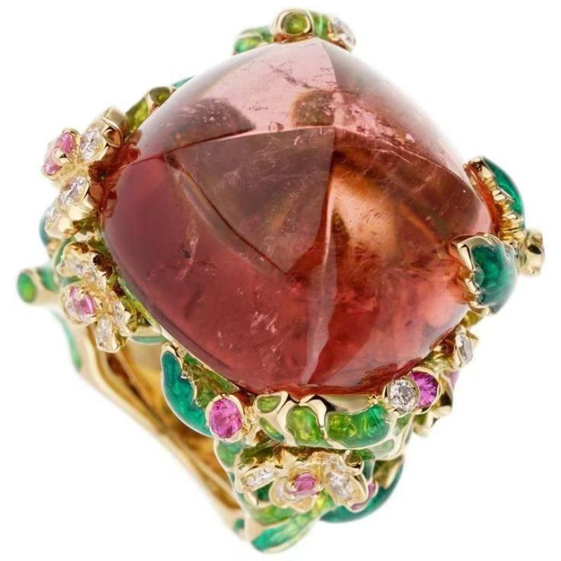 Wholesale of ethnic-style , alloy rings, enamel red corundum rings for women