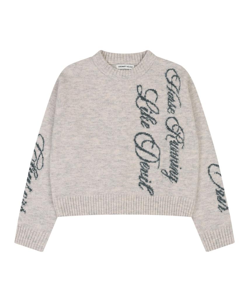 ORDINARY HOLIDAY Lettering Jacquard Pullover [Beige]