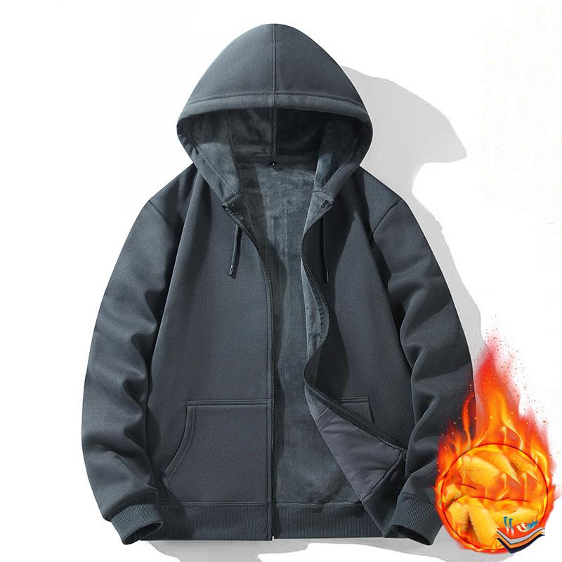 Mikina na zip s kapucí Podzim Zima Hřejivý fleecem podšitý Kompozitní kardigan Čistá bavlna Ležérní Pánský Dámský Základní Jednobarevný Y2k