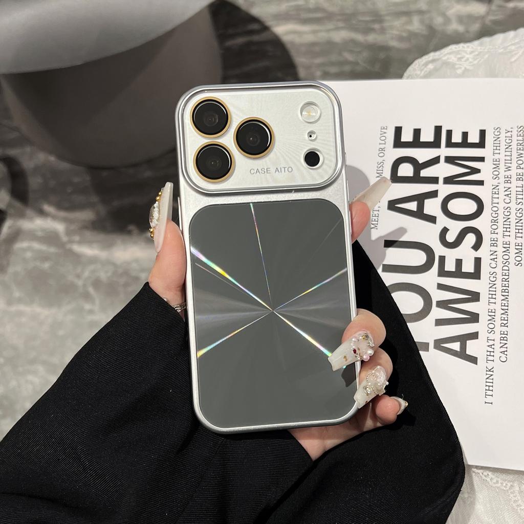 Dazzling Laser CD Pattern Large Window Bumper Case For iPhone 17 16 15 14 Pro Max Shockproof Crystal Camera Protection Cover