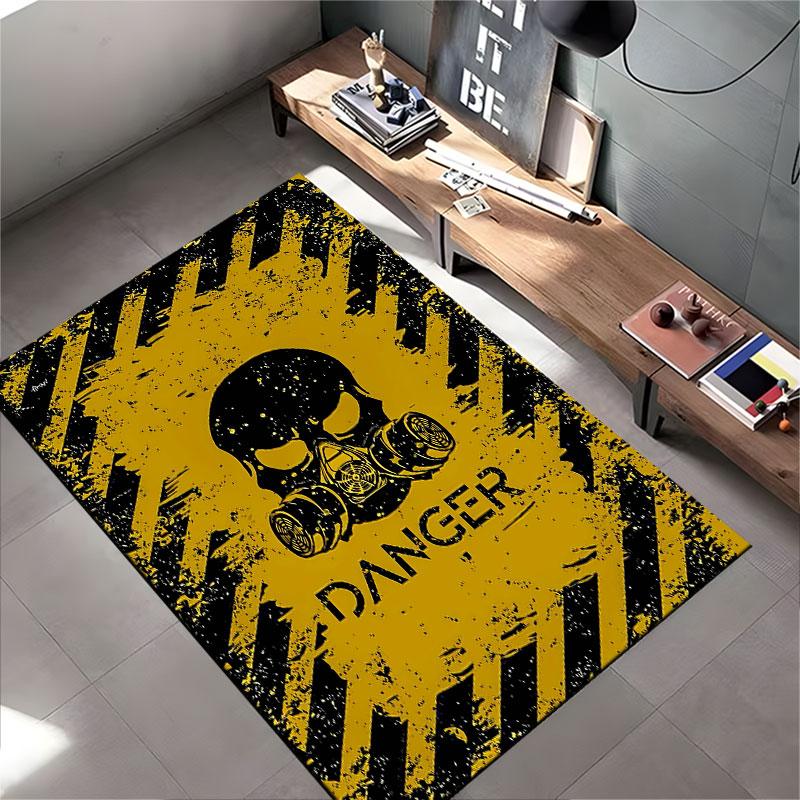 Yellow Skull Danger Design suitable as a non-slip mat for the living room or bedroom sofa