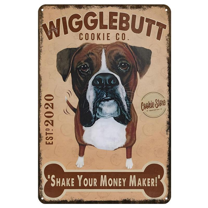 Dogs Metal Tin Signs Labrador Pitbull Wall Art Posters Plaque Vintage Iron Painting Decoration for Home Cafe Game Room Club Bar