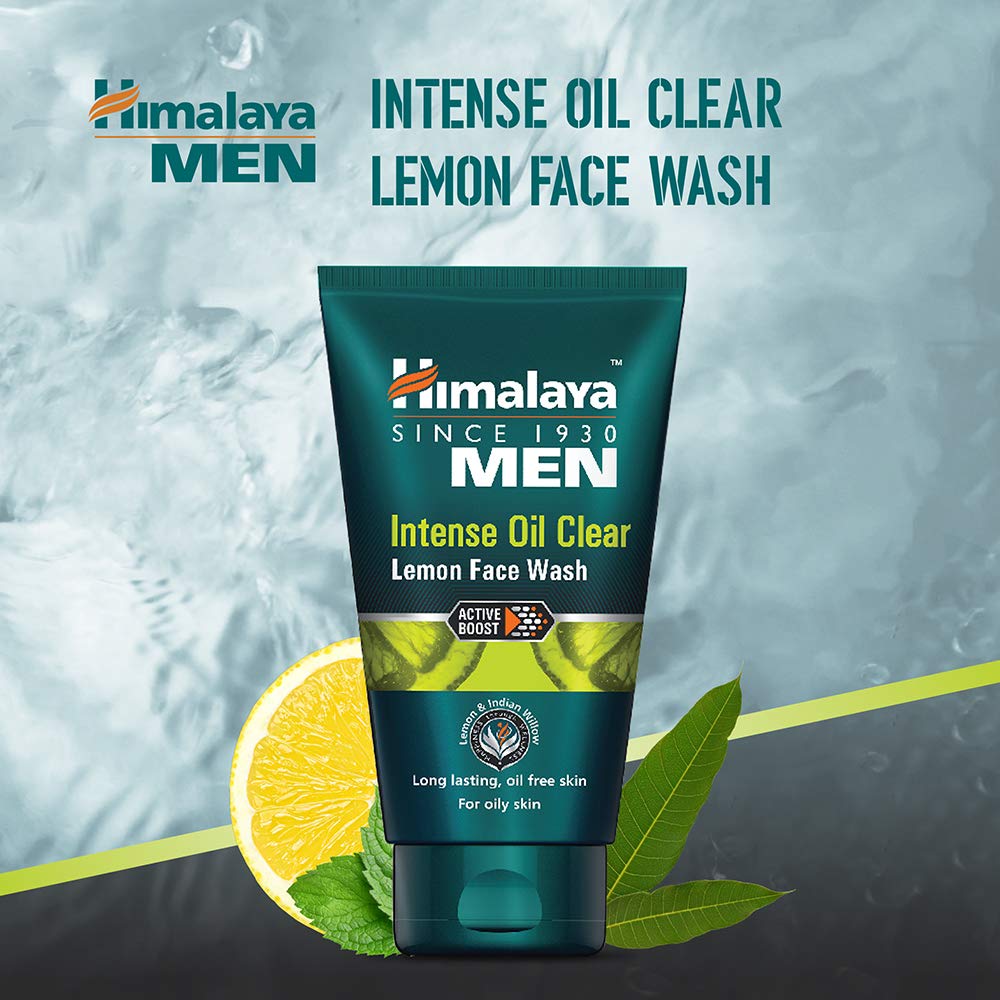 Himalaya Gel Nettoyant Visage Intense Oil Clear Citron pour Hommes 50ml Nettoyant Facial Herbal Contrôle du Sébum