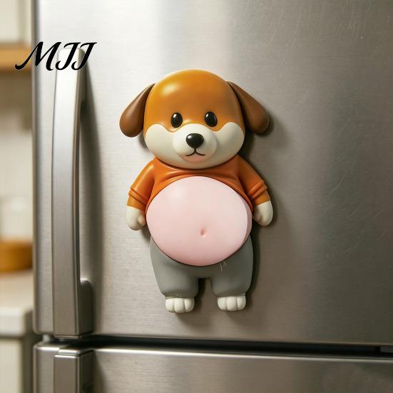 Anti-collision Sticker 1 Pair 3D Belly Dog Anxiety Stress Relief Elastic Tummy Cartoon Puppy Decal Fat Animal