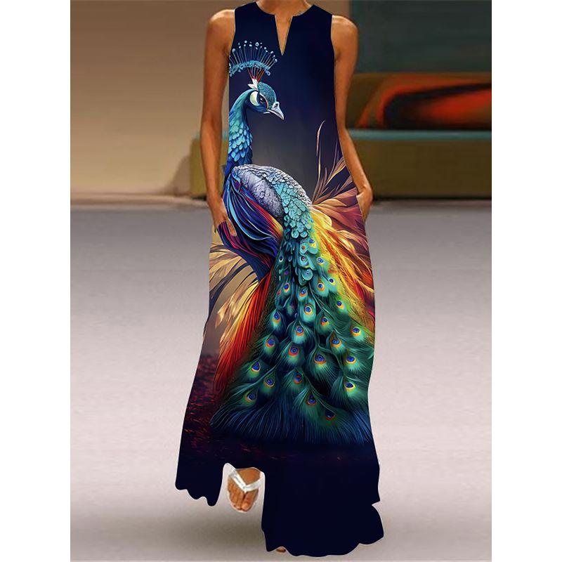 New Sleeveless Dress Summer Long Pear Shapes Belly Covering Silm Slim Looking Yes, Elegant V-neck Dress