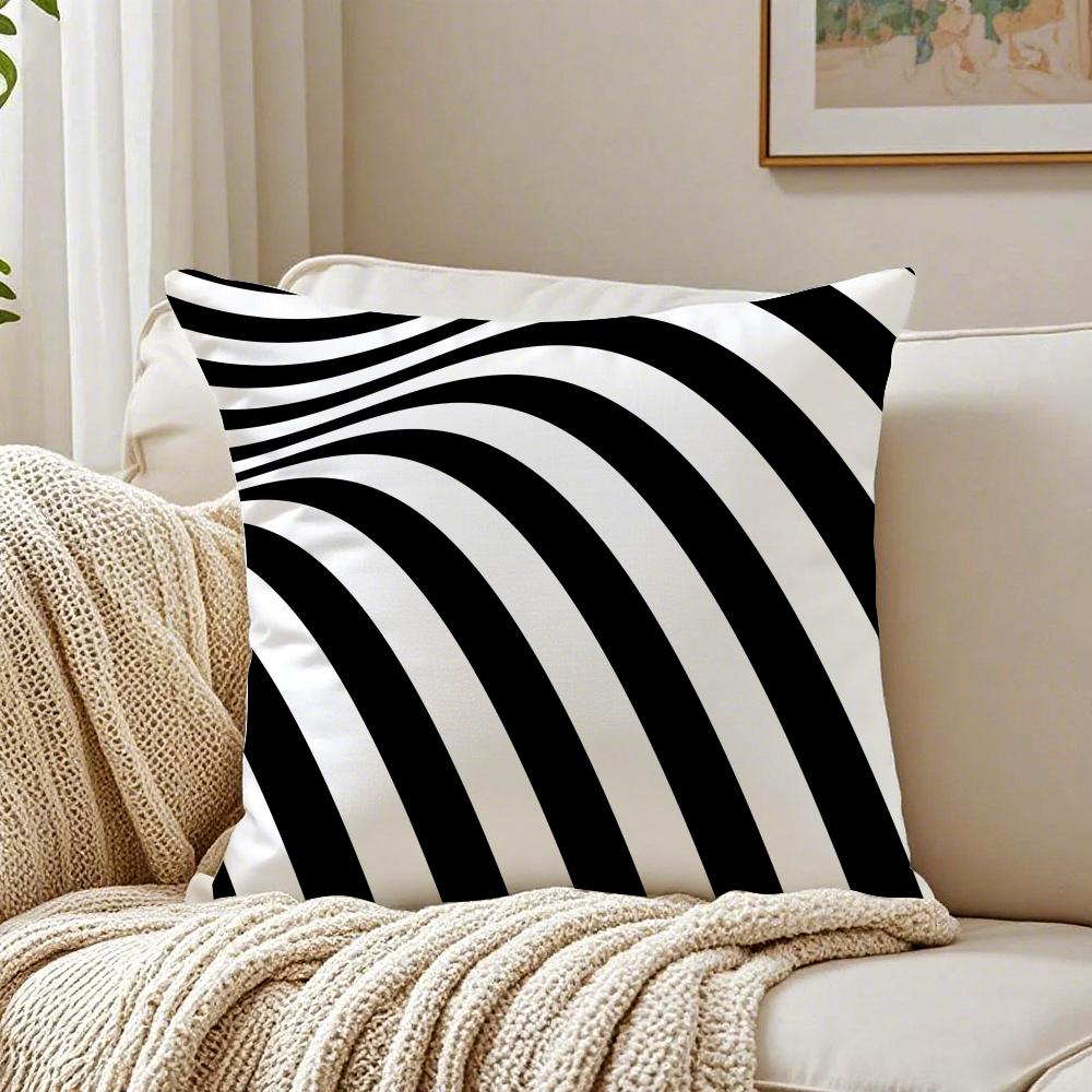 Minimalist Black and White Geometric Lines Cushion Cover Pillowcase Antidustmite Living Room Sofa Decor Cushion Room