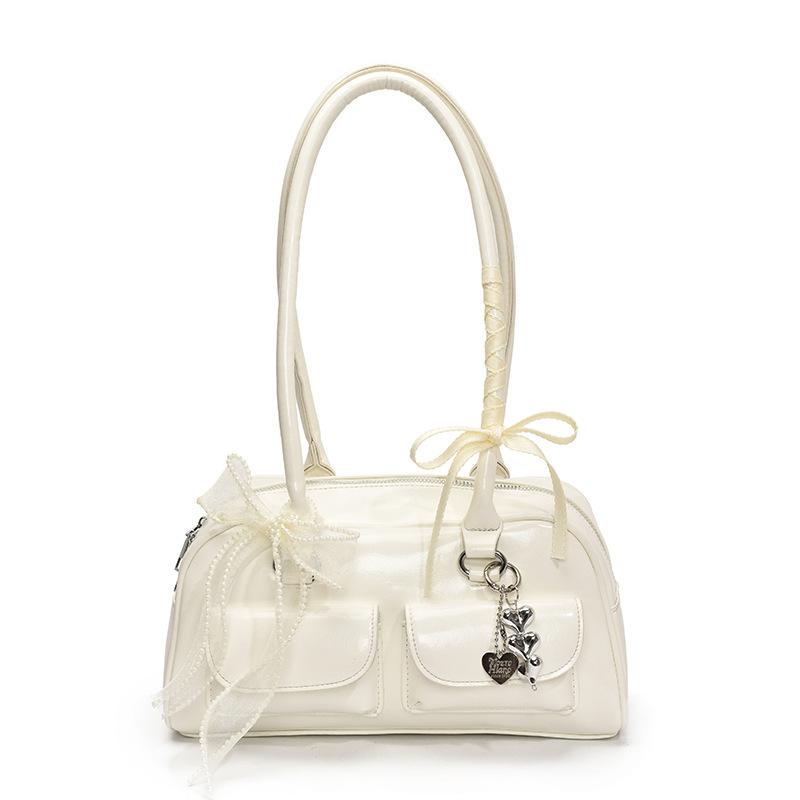 Einfache süße Schleife Unterarmtasche Damen 2026 Sommer einfarbig Boston Pendler Umhängetasche