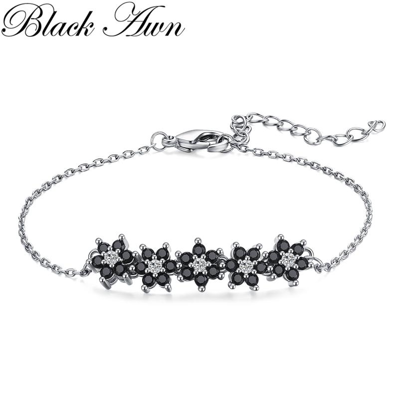 BLACK AWN Svart Armband för Kvinnor Svart Stenarmband