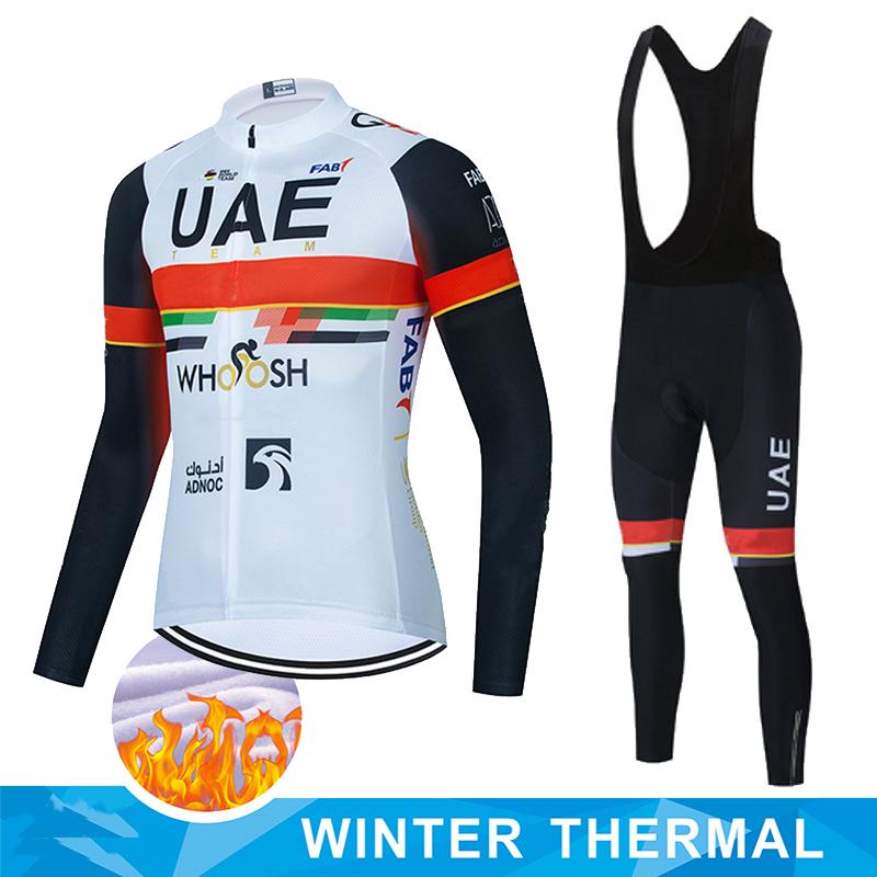 2026 UAE Winter Thermal Fleece Cycling Jersey Set Maillot Ropa Ciclismo Keep Warm MTB Bike Wear Bicycle Clothing Cycling Set