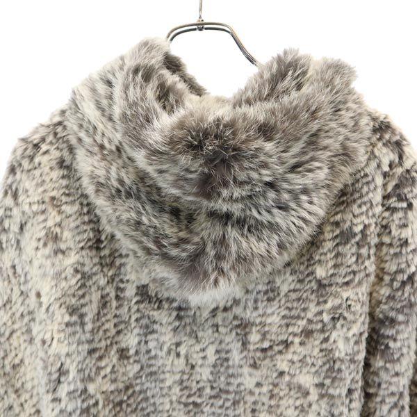 STEFANEL Hooded Rabbit Fur poncho Gray Jacket Women Used