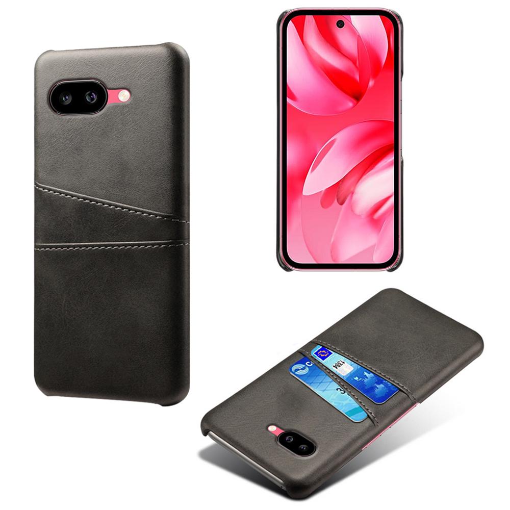 For Google Pixel 9a Case Dual Card Slots PU Leather + Hard PC Phone Cover