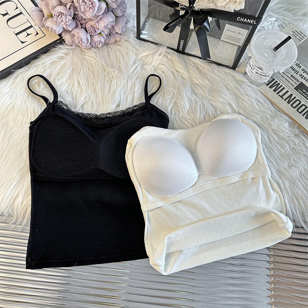 BrandyBM White Pure Desire Heart Embroidery Lace Slim Fit French Camisole