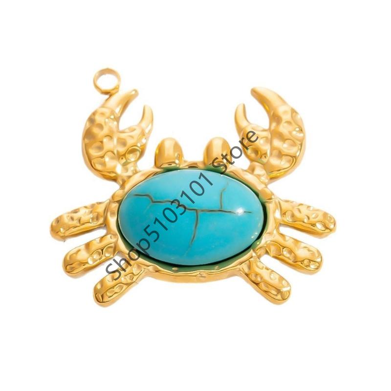 Gold Ocean Animal Turtle Shell Conch Starfish Diy Charms For Jewelry Making Bulk Stainless Steel Charm Pendant Necklace Making
