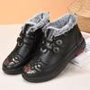 Ethnic Style Ankle Elderly Cotton Boots Winter New Women Waterproof Non Slip Round Toe Plush Keep Warm Flat Sole Cotton Shoes